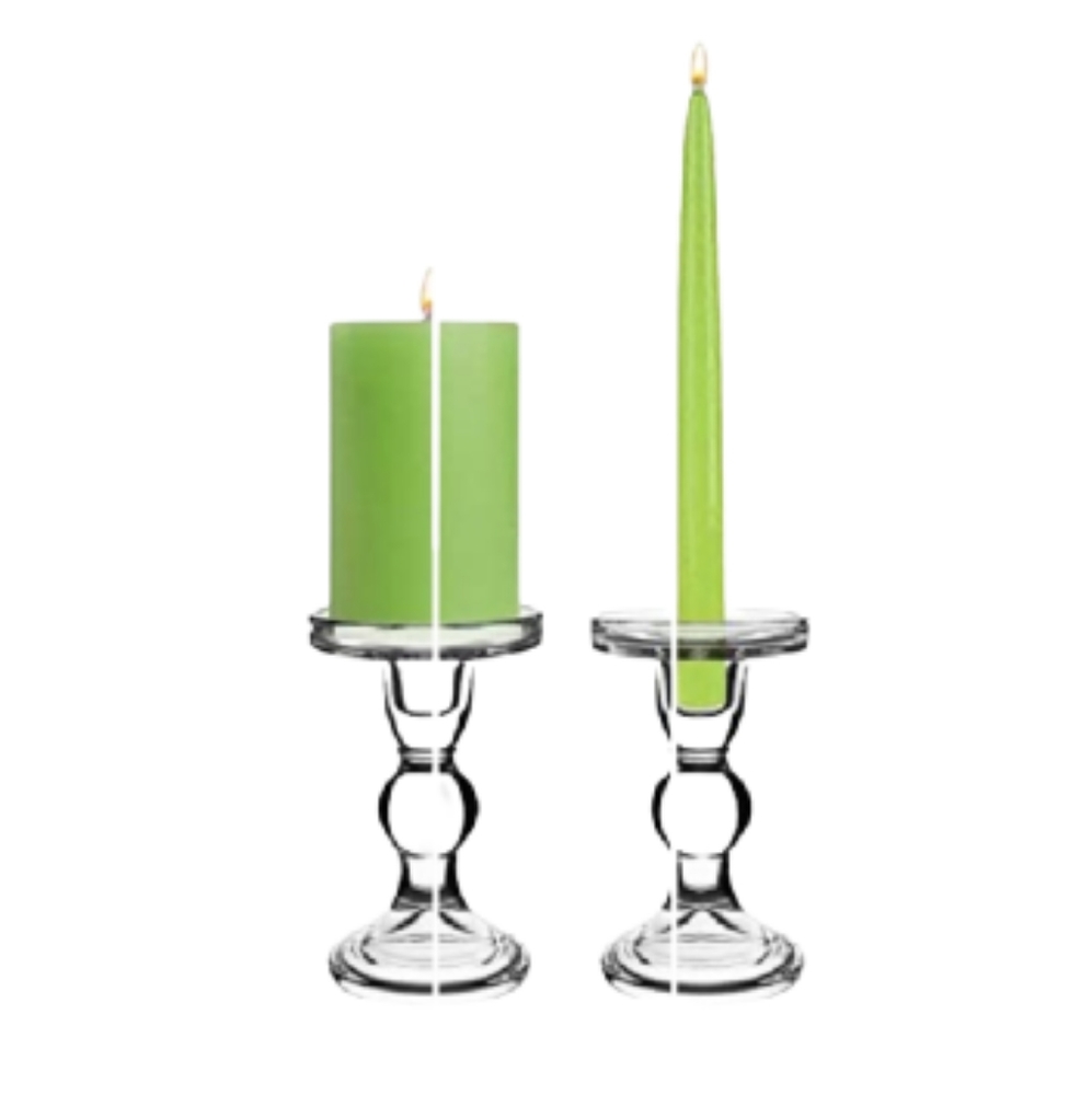 NEW CYS Excel Glass Pillar & Taper Candle Holder Set of 2